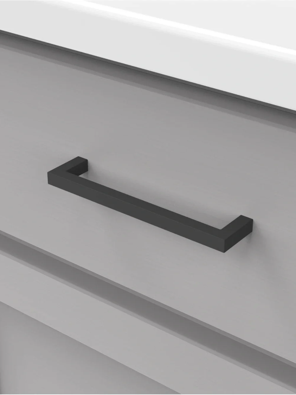 Matte Black Modern Square Bar Cabinet Pulls - Unbranded